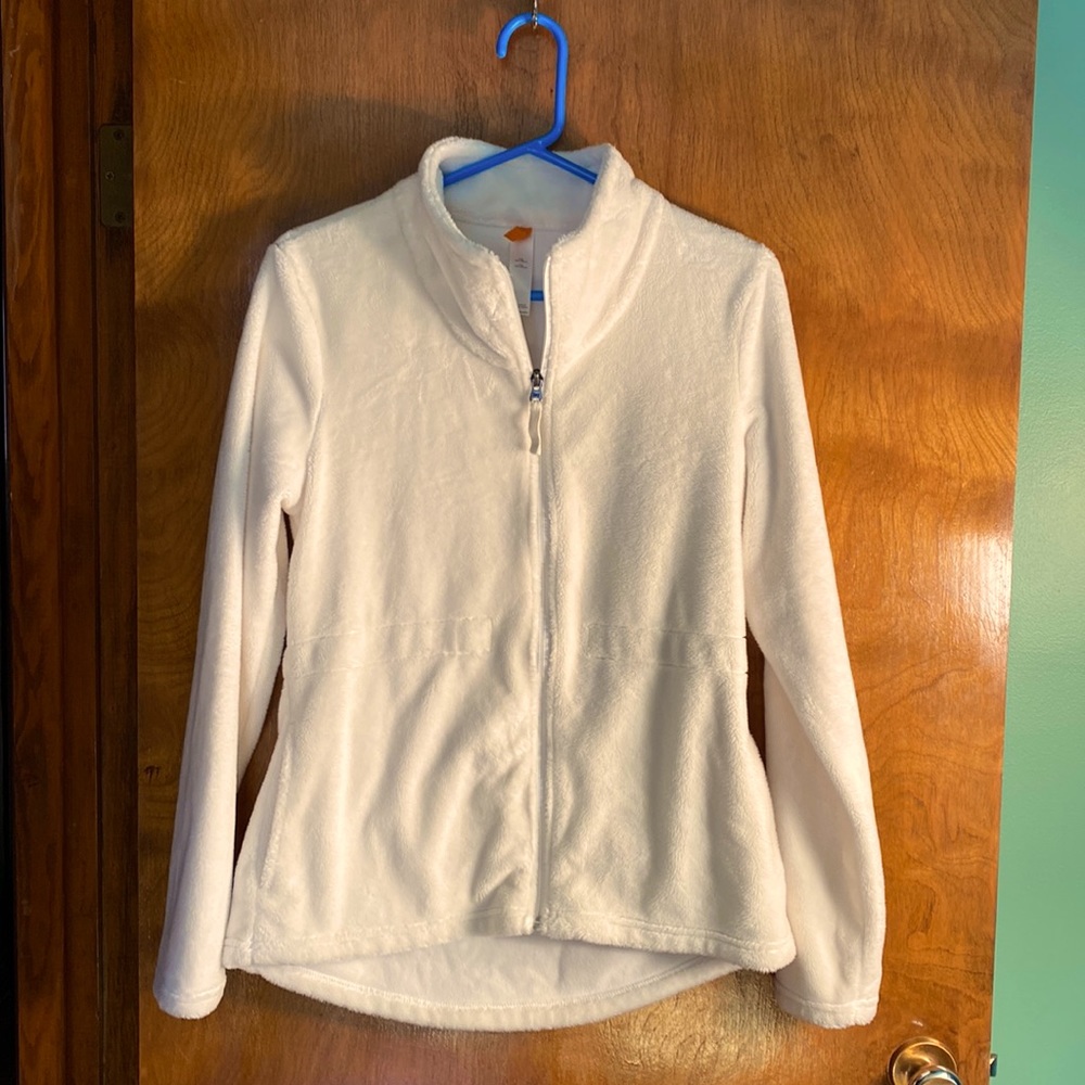 Velour feel cream zip up jacket